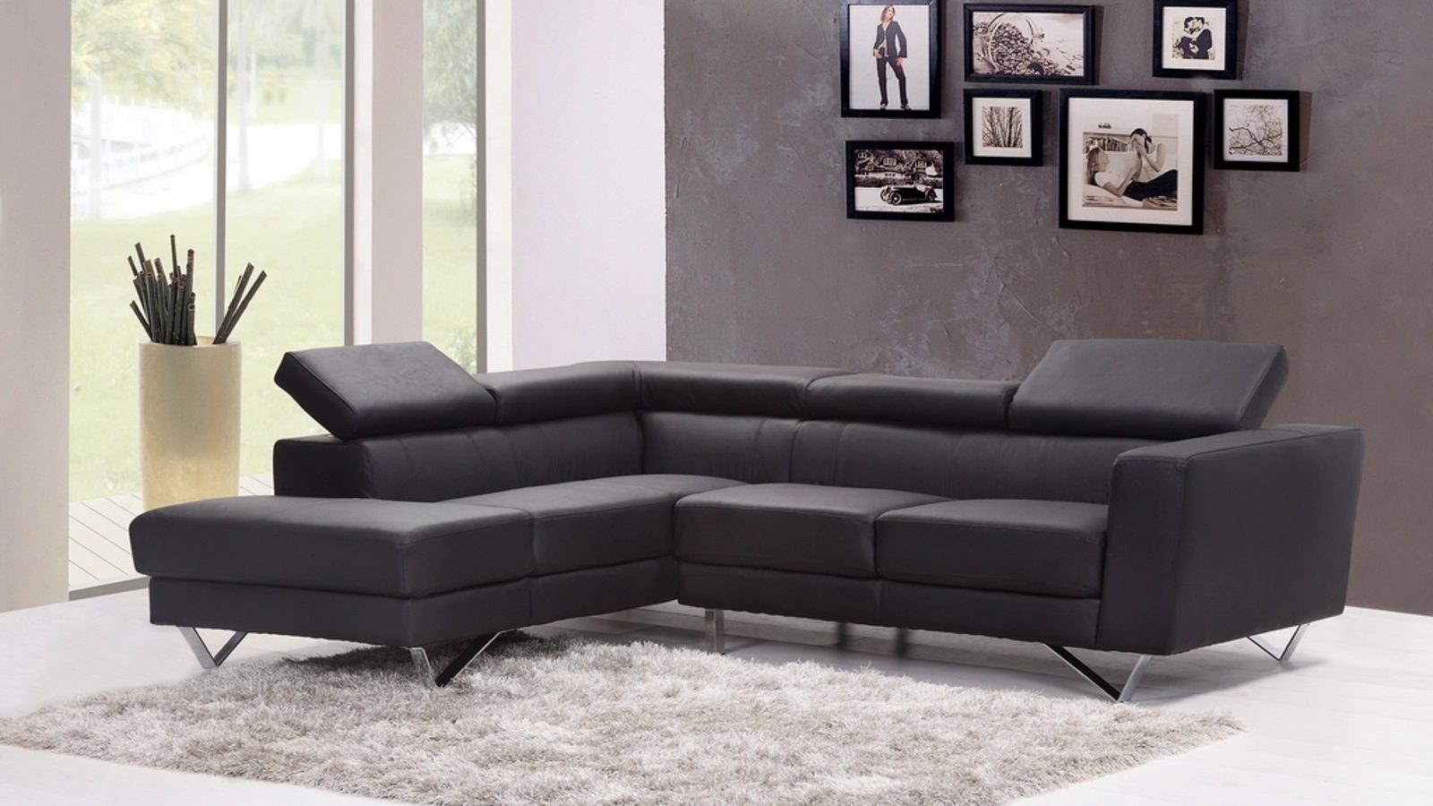 Sofa sectionnel noir moderne