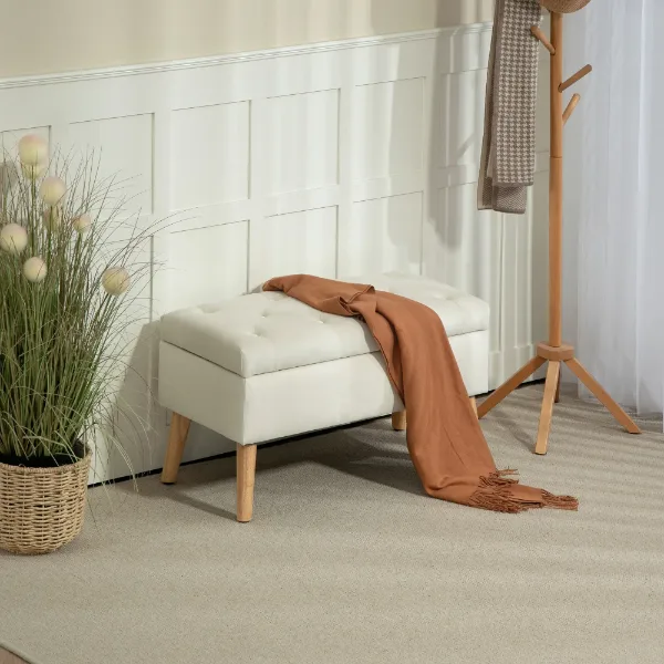 Pouf de rangement en velours HOMCOM – Aosom Canada