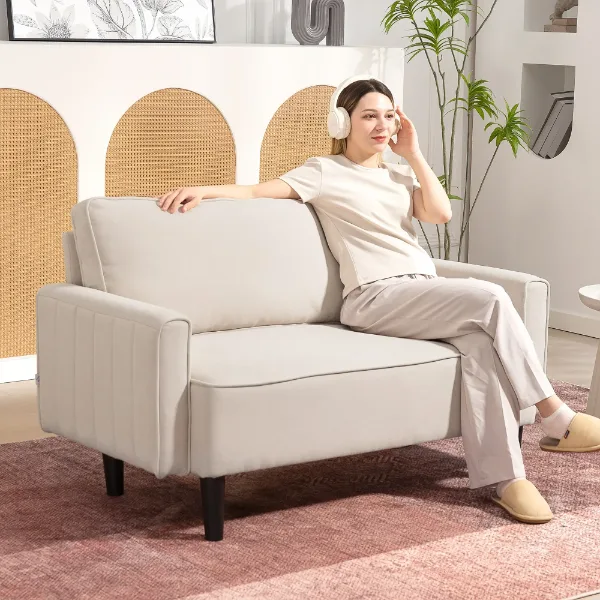 Causeuse en lin beige HOMCOM – Aosom Canada