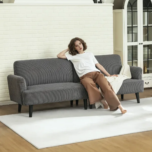 Sofa 3 places en velours côtelé HOMCOM – Aosom Canada